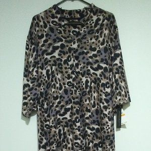 Donna Karan Sleepware Maxi Sleepshirt - Brown Leopard - Size S